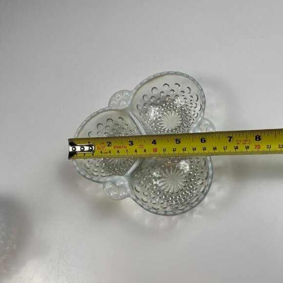 Vtg Fenton hobnail opalescent glass candy trinket dish, vase, parfum bottle set - Picture 14 of 16